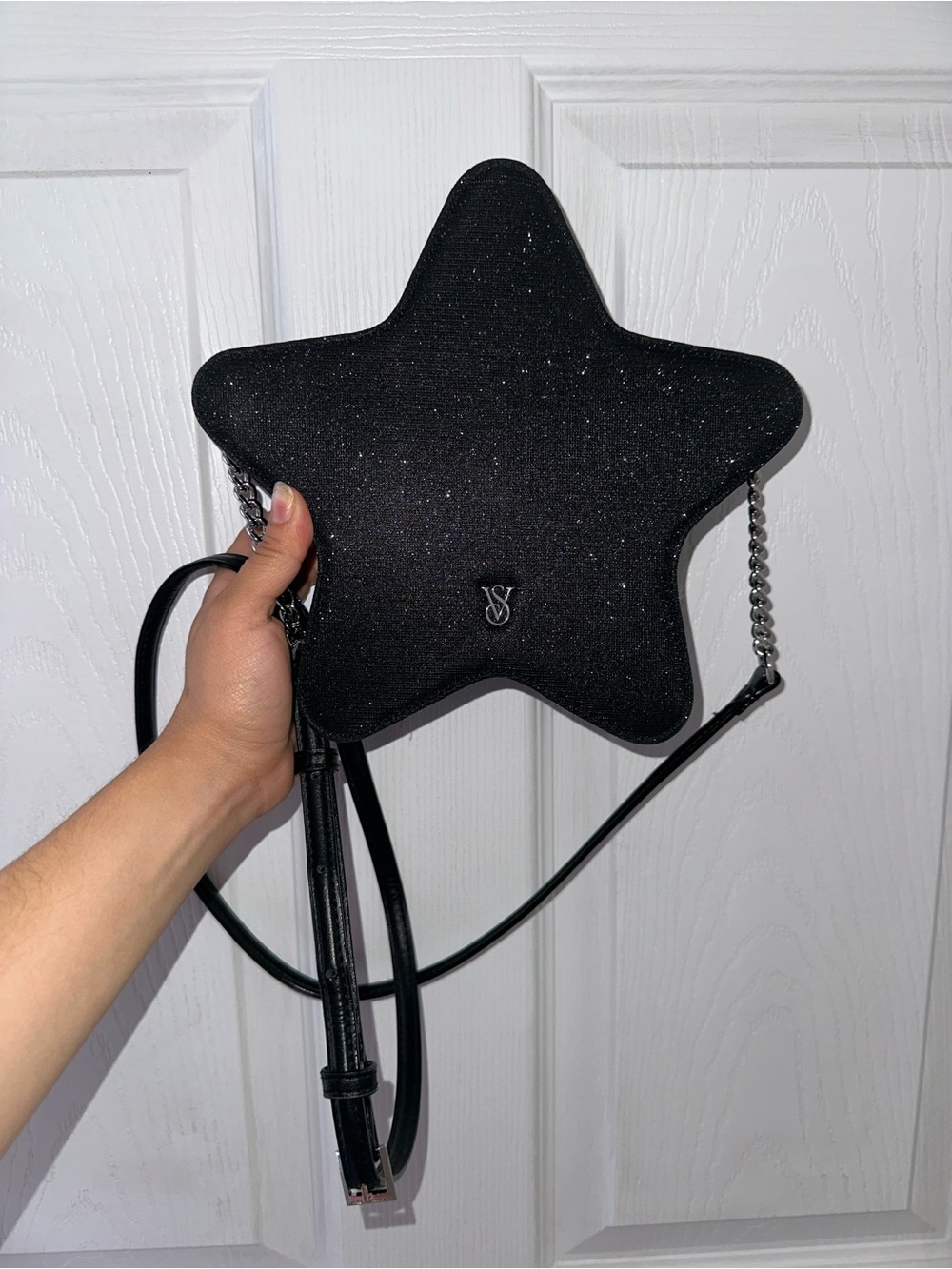 Victoria’s Secret Black Sparkle Star Crossbody Purse